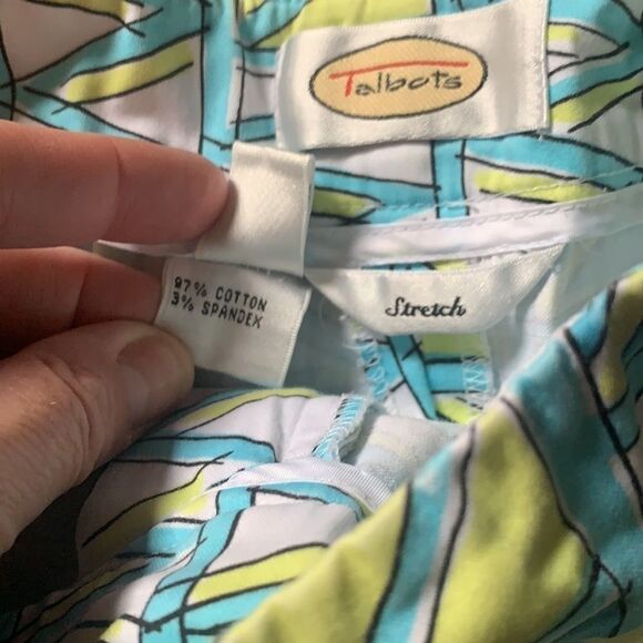 Vintage Talbots Capri pants blue and yellow pattern - Picture 8 of 10